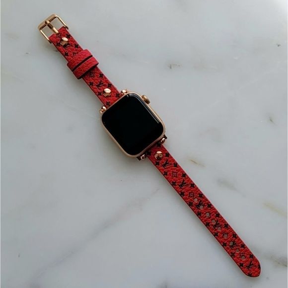 Premium Leather Apple Watch Band Straps Red - Picture 6 of 13